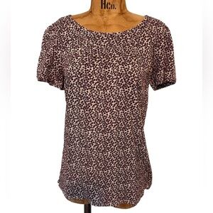 GAP Women's Purple and Cream Pleated Floral Blouse EUC